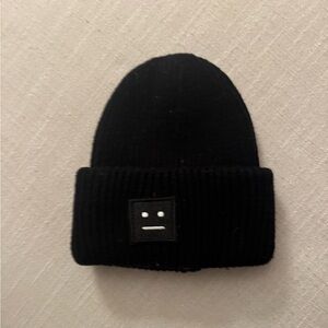 Acne Studios Face Logo Black Beanie